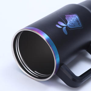 Gobelet isotherme personnalisé en acier inoxydable de 40 oz avec poignée et paille, idéal pour le camping, les voyages et le bureau – Style américain - Product Image 2