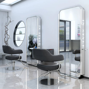 Double Sided Salon <b>Mirror</b> with Magnifying | LED Light | Floor Standing Hairdressing <b>Mirror</b> for Beauty Salon & Barber Shop - Product Image 3