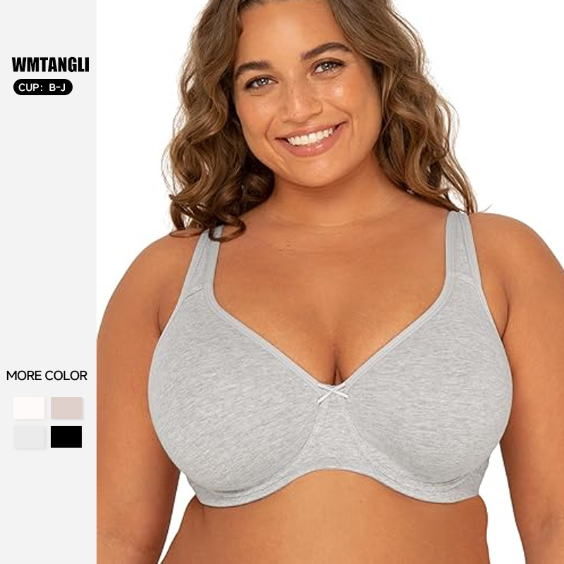 XXL Plus Size Women's Cotton Unlined Strapless Bra Smooth Side and Back Shoulder Straps Underwear