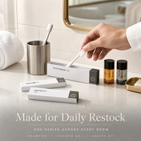 Kit d'Accueil Hôtelier Minimaliste Moderne : Kit Dentaire, Peigne, Bonnet de Douche, Kit de Toilette, Savon – Personnalisation OEM, Logo Personnalisé, Jetable