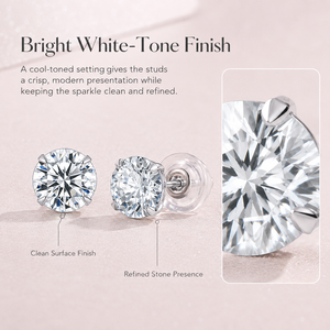 Classic Style Four-Prong Luxury Round Earring Moissanite Fine Jewelry Vvs 925 <strong>Sterling</strong> <strong>Silver</strong> Certified GRA <strong>Stud</strong> for Men Women - Product Image 5