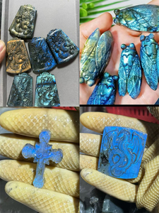 Sculptures Artisanales Personnalisables en Labradorite Naturelle de Haute Qualité : Dragon Rose, Dauphin, Croix – Vente en Gros - Product Image 2
