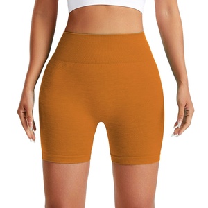 Pantalones cortos deportivos de cintura alta Spandex de nailon de talla grande para mujer al por mayor, pantalones cortos transpirables, ligeros, de secado rápido, sólidos, 1 pieza - Product Image 1