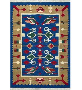 Alfombra de yute de lana de estilo moderno hecha a mano, alfombra India Vintage con diseño abstracto, estilo Kilim Dhurrie, conjunto de alfombra de área de gran oferta - Product Image 1