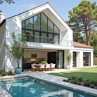 Villa préfabriquée en acier léger de luxe moderne design industriel entièrement meublée pour une maison, un hôtel ou un appartement