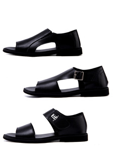 Sandalias de piel auténtica para hombre, calzado de talla grande, Chanclas de playa - Product Image 3