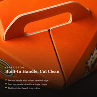 Boîte de transport alimentaire et de collations en carton ondulé avec logo personnalisé ODM, poignée intégrée, disponible en quatre coloris et pour commande en gros
