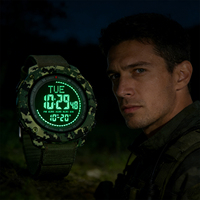 Montre de sport numérique multifonctionnelle pour hommes, sports de plein air, compte à rebours, boussole, prévisions météorologiques, réveil pour hommes, vente en gros