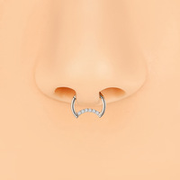 Cincin Hidung Zirkon Stainless Steel 8mm Bentuk Tetesan Air Bulan Cincin Tertutup Anting Kreatif Perhiasan Tindik Grosir