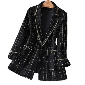 西装外套新款大号女式时尚休闲格子西装上衣 - Product Image 3