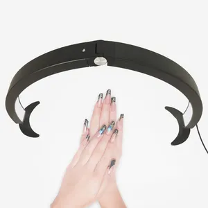 40W 29Inch Foldable Desk Nail Lamp Dimming Color Temperature 3200-5600K LED Beauty Nail Half Moon Lamp Ring Light for Nail Salon