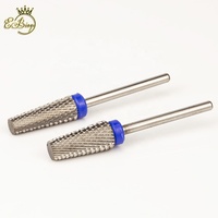 Fraise à ongles professionnelle en carbure de tungstène, 3/32 pouces, double face, 6,0 à 7,0 mm, dents de coupe transversales moyennes, 5 en 1, profil conique, tête plate