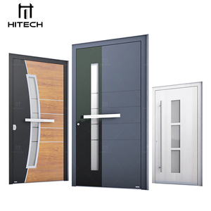 Hitech-US Portes d'entrée pivotantes modernes Porte d'entrée miroir en acier inoxydable Porte extérieure noire moderne - Product Image 1