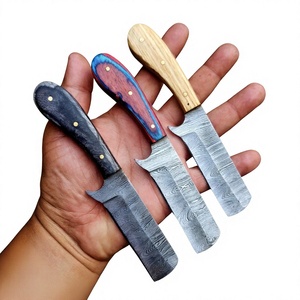 Cuchillo Bull Cutter de hoja fija de acero de Damasco con punta de gota y mango de madera Pakka azul para caza, camping y supervivencia DIY - Product Image 4
