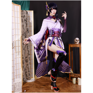 Disfraz de <span class=keywords><strong>Cosplay</strong></span> de <span class=keywords><strong>Raiden</strong></span> <span class=keywords><strong>Shogun</strong></span>, Personaje Femenina de Genshin Impact, Vestido Belusiburu, Peluca Baal, Kimono, Falda con Cinturón y Lazo, Uniforme, Rol - Product Image 4