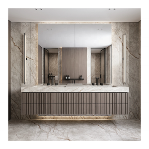 Personalizzato moderno Pvc in legno di lusso in fibra di vetro Led montaggio a parete mobile mobile bagno vanità <span class=keywords><strong>con</strong></span> <span class=keywords><strong>specchio</strong></span> - Product Image 6