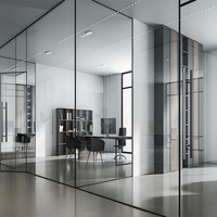 Cloison de bureau en verre sans cadre moderne, isolation acoustique, résistance au feu, taille personnalisée, verre de sécurité panoramique trempé