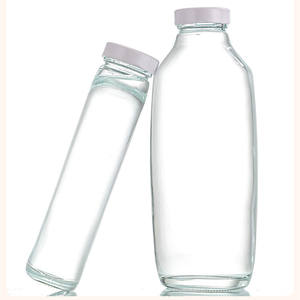 Vente en gros de flacon plat vide de 250ml 350ml 500ml bouteille en verre de jus de fruit frais de café infusé à froid avec couvercles bouteille de boisson de vin de whisky - Product Image 1