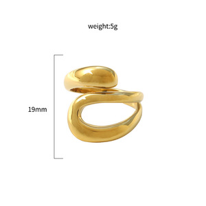 Irregular Cross Ring For Women Geometric Shape Openwork Jewelry Party Fashionable Trendy Gold Tone - Product Image 4