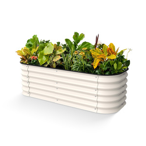 Jardinière en métal pour balcon, pour plantes et fleurs, design classique écologique, forme ovale, utilisation en extérieur - Product Image 1