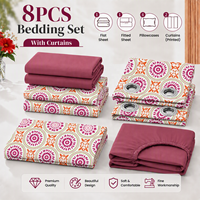 Parure de draps en microfibre super douce à rayures, 8 pièces, haute qualité, taille Queen/King, imprimée sur mesure, avec taies d'oreiller assorties