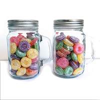 Wholesale Customization Fruit Shaped Hard Candy with Sugar Powder in Glass Bottles