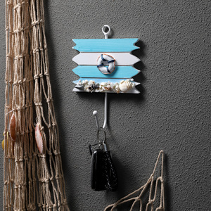 Porte-clés mural en bois de style océanique et méditerranéen, petit crochet d'entrée, style Europe du Nord, porte-manteau mural, Chine - Product Image 4