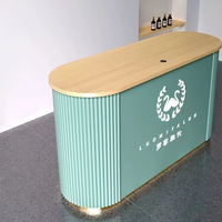 Mostrador de Recepción Pequeño de Madera Maciza Rosa de Alta Calidad, Personalizable con Logotipo, Mostrador de Recepción Rosa