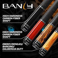 Stik Biliar Banly Carbon Fiber Center Joint 1/2 Split Pool Cue 12.5mm Time Crystal Tip Low Deflection Profesional Kotak Hadiah