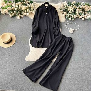 Damen Sets Spring Fashion Shirt Hohe Taille Casual Pants <span class=keywords><strong>2</strong></span>-teiliges Set Damen bekleidung Großhandel - Product Image 4