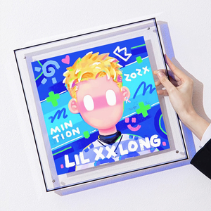 Cadre photo acrylique à bord néon conception de <span class=keywords><strong>bloc</strong></span> magnétique présentoir <span class=keywords><strong>double</strong></span> face pour bureau et décoration murale de la maison - Product Image 3