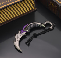 Réplica de Arma Valorant Reaver Karambit Edición Funda de Cuero, Réplica de Metal Completo para Decoración, Réplica Valorant Reaver Karambit 15cm 112g