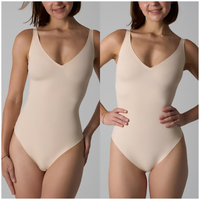 Body gainant respirant extensible dans les quatre sens sans coutures, col en V, contrôle du ventre, entrejambe ouvert, bretelles spaghetti, pour femme, sport