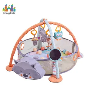 Konig Kids 3 In 1 라쿤 활동 아기 놀이 매트 엔터테인먼트 밤비니 김나시오 파라 베베 아기 놀이 체육관