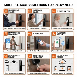 Serrure de porte intelligente cloud nouvelle génération avec entrée à distance Tuya Wifi TTlock et capteur d'empreintes digitales biométrique 3.0 pour <span class=keywords><strong>la</strong></span> <span class=keywords><strong>location</strong></span> Airbnb moderne - Product Image 2