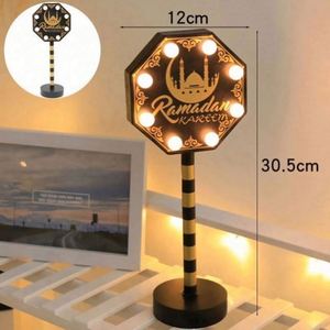 Novelty Gift Easter Party Supplies LED Wooden Acrylic Street Decoration Light Lantern Moon Castle Holiday Mubarak Durable Night - Product Image 5
