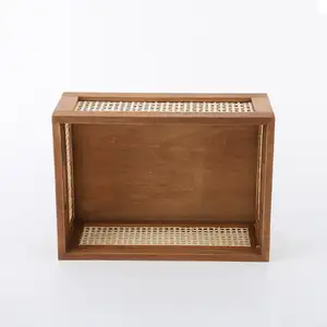 Лидер продаж, Сосновая древесина, деревянная бамбуковая пятислойная фанерная Нижняя тарелка, прямоугольная корзина для хранения, набор из 2 шт.