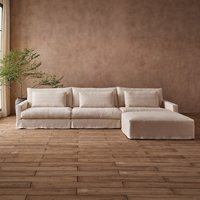 Ensemble de canapés modulaires en bois de style nordique, simple, avec revêtement en tissu, pour hôtel, villa, salon, appartement, rembourrage en éponge