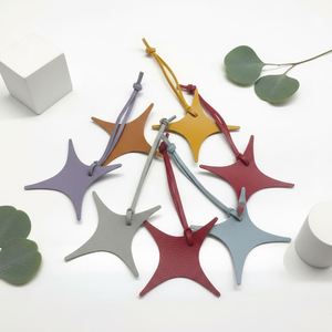 PU Leather Star Shape <b>Bag</b> <b>Charm</b> Four Pointed Star <b>Bag</b> Pendant for Handbag Decoration Accessory - Product Image 1