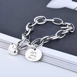 2025มาใหม่สไตล์เกาหลีสร้อยข้อมือหัวใจสเตอร์ลิงเงิน925สร้อยคอจี้แฟชั่นแบบโซ่หนา - Product Image 2