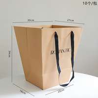 Sac en papier kraft pour bouquets, sacs en papier de luxe pour petites entreprises, emballage de fleurs en forme de trapèze, sac cadeau avec poignée