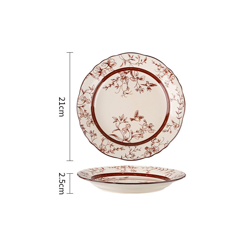 Plaque évasée de 8 pouces, branche de saut de pie à glaçage blanc lait