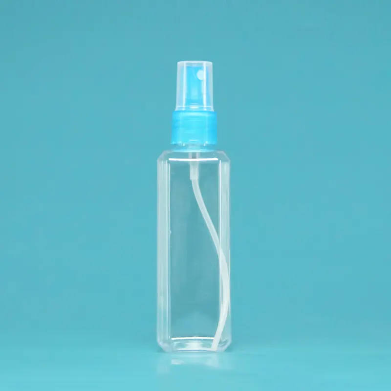 Garrafas plásticas vazias transparentes para spray de álcool cosmético 50ml 80ml 100ml 120ml 150ml