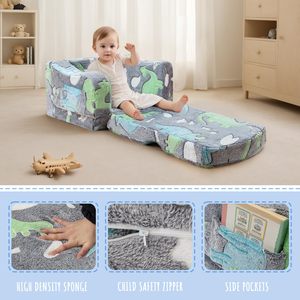 Canapé-lit confortable pour enfants en mousse, <span class=keywords><strong>pliable</strong></span>, avec motif de dinosaure, canapé-lit pour enfants doux et inclinable, qui brille dans le noir - Product Image 4
