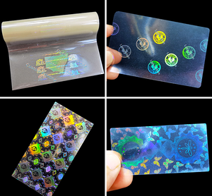 Autocollants en vinyle adhésif <span class=keywords><strong>transparent</strong></span> holographique arc-en-ciel personnalisés par le fabricant, superposition holographique de sécurité - Product Image 4