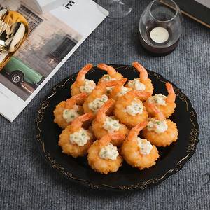 Platos de Cena Negros y Dorados Resistentes con Borde Festoneado para Catering, Restaurantes, Hoteles, Banquetes, Suministro al por Mayor - Product Image 4