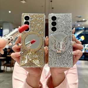 Funda para Teléfono con Pedrería Electrochapada y Soporte de Mariposa para Samsung Z Fold 7/8 Z Fold 4/5/6, Carcasa Plegable - Product Image 5