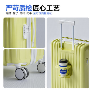 Yellow ABS Luggage 24 Inch 4 <b>Wheels</b> Zipper Closure Carry On <b>Suitcase</b> For Travel Summer 2025 - Product Image 4