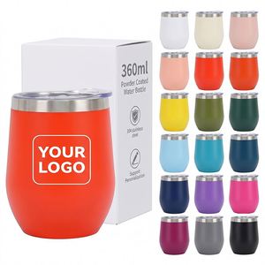 Multi Color 12oz Wine Tumbler Matte Black <b>White</b> Orange Blue Purple Stainless Steel Gym <b>Water</b> <b>Bottle</b> Shatterproof Cup Outdoor - Product Image 3