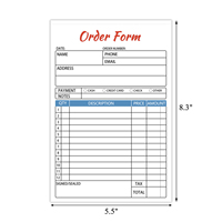 Carnet de commandes personnalisé pour serveur de restaurant, papier autocopiant 2 plis, carnet de factures de vente, 140x210mm, papier de reçu A5 pour serveur